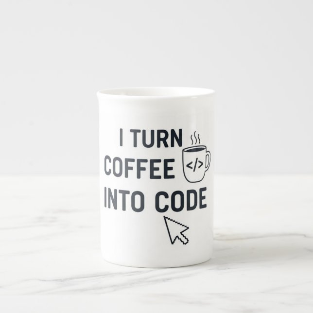 Tasse En Porcelaine I Turn Coffee Into Code - Funny Programmer Quote (Devant)