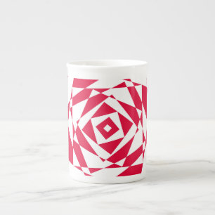 Tasse En Porcelaine Illusion abstraite rouge blanc