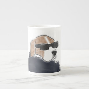 Tasse En Porcelaine Illustration de Beagle Cool Chien portant des Lune