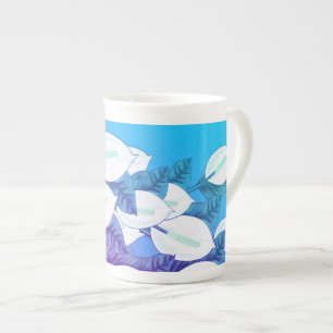 Tasse En Porcelaine Illustration Lily blanche bleu pâle violet