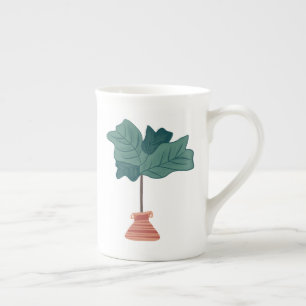Tasse En Porcelaine Illustration Plante Fiddle Tree Maison de verdure