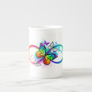 Tasse En Porcelaine Infini lumineux avec papillon arc-en-ciel