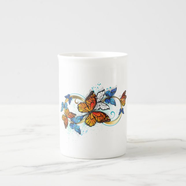 Tasse En Porcelaine Infinité de papillons monarques (Devant)