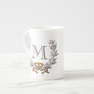 Tasse En Porcelaine Initiale de monogramme personnalisée par guirlande