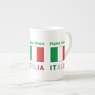 Tasse En Porcelaine Italia e Bandiera Italiana Personnalisation verte