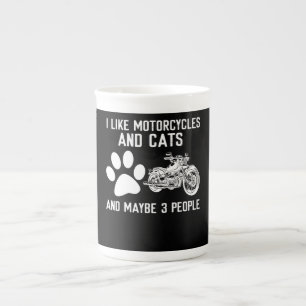 Tasse En Porcelaine J'Aime Les Motos Et Les Chats Drôle Don D'Art