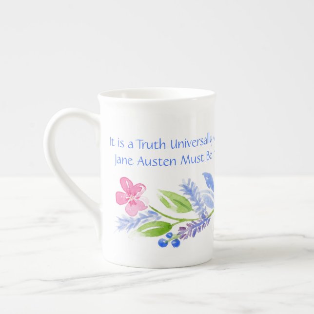 Tasse En Porcelaine Jane Austen Motto Floral BONE CHINA (Gauche)