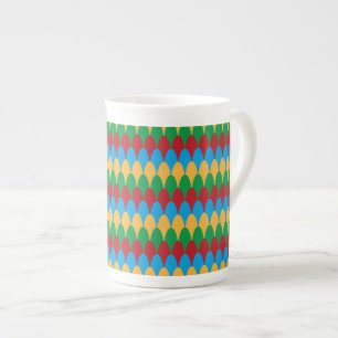 Tasse En Porcelaine Jaune Bleu Vert & Rouge Géométrique Coquilles
