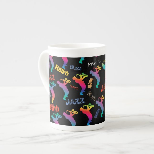 Tasse En Porcelaine Jazz Musicians Retro Music POP ART 1930 - 1950 (Devant gauche)