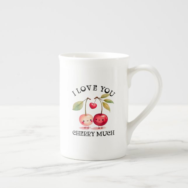 Tasse En Porcelaine Je T'Aime Cherry Beaucoup de Valentines Jour (Droite)