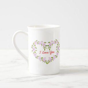 Tasse En Porcelaine Je t'aime Fleurs mignonnes