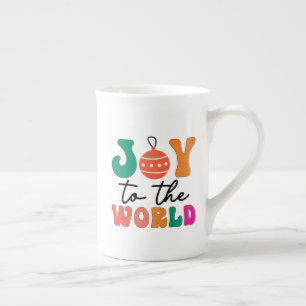 Tasse En Porcelaine Joie au monde Typographie de Noël colorée