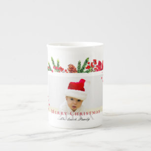 Tasse En Porcelaine Joli cadre de Noël Photo personnalisée