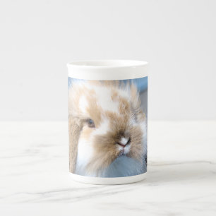 Tasse En Porcelaine Joli lapin blanc et brun flamand