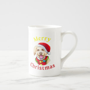 Tasse En Porcelaine Joli Petit Saint-Nicolas Chien Joyeux Noël