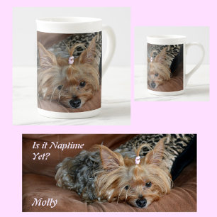 Tasse En Porcelaine Joli Petit Yorkshire Sleepy Terrier Puppy