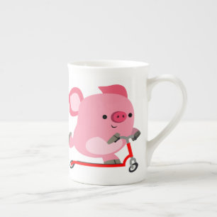 Tasse En Porcelaine Joli Scooter équitation Cartoon Cochon