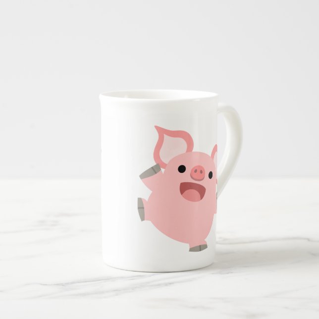 Tasse En Porcelaine Jolie caricature Cochon (Devant droit)