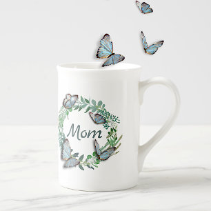 Tasse En Porcelaine Jolie couronne avec papillons Fête des mères