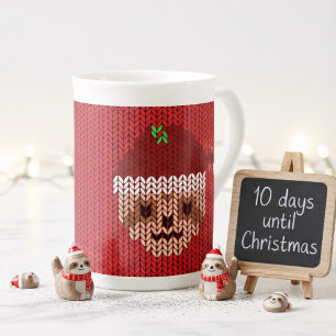 Tasse En Porcelaine Jolie Noël Sloth Monogram Rouge Holiday