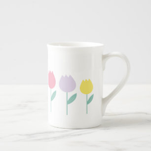Tasse En Porcelaine Jolie Tulipes de printemps Pastel Floral
