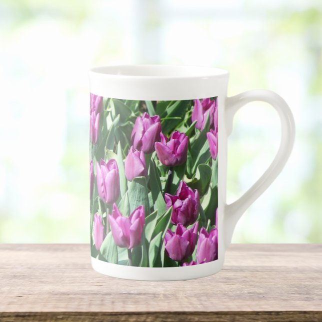 Tasse En Porcelaine Jolie Tulipes pourpres Florale (In Situ)