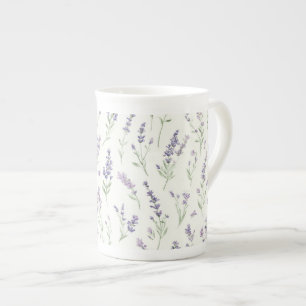 Tasse En Porcelaine Jolies Fleurs de Lavande et Blanches pour une Mari