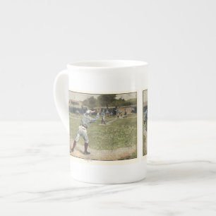 Tasse En Porcelaine Joueur de baseball lancé à la deuxième base