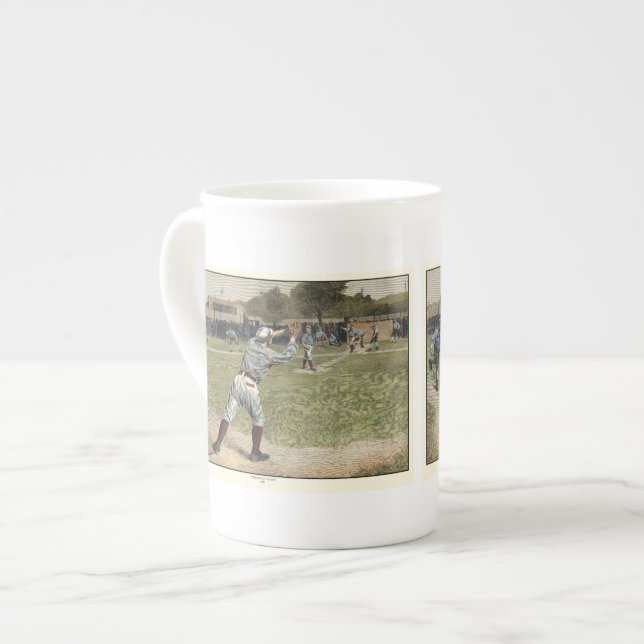 Tasse En Porcelaine Joueur de baseball lancé à la deuxième base (Devant gauche)