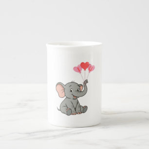 Tasse En Porcelaine Jour de la Saint-Valentin éléphant mignon