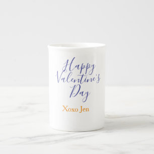 Tasse En Porcelaine Joyeuse Saint-Valentin rose violet xoxo amour nom