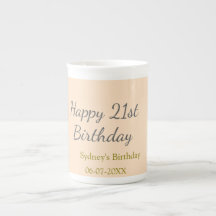Joyeux 21e anniversaire nom date gris orange paste