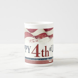 Tasse En Porcelaine Joyeux 4 juillet - Drapeau américain design vintag