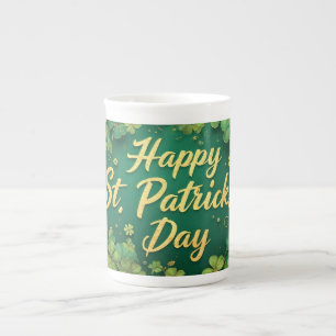 Tasse En Porcelaine Joyeux jour de la Saint-Patrick motif trèfle