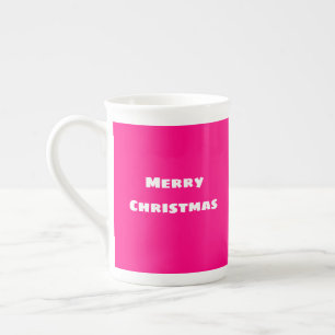 Tasse En Porcelaine Joyeux Noël Amour Festif, Rose Profond Chaud