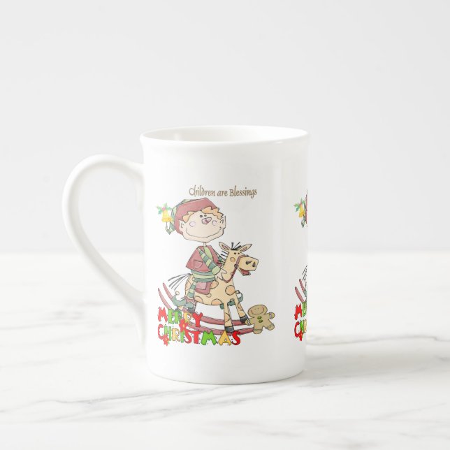 Tasse En Porcelaine Joyeux Noël les enfants sont des bénédictions Chin (Gauche)