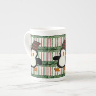Tasse En Porcelaine Joyeux Noël, Rayure de Manchot