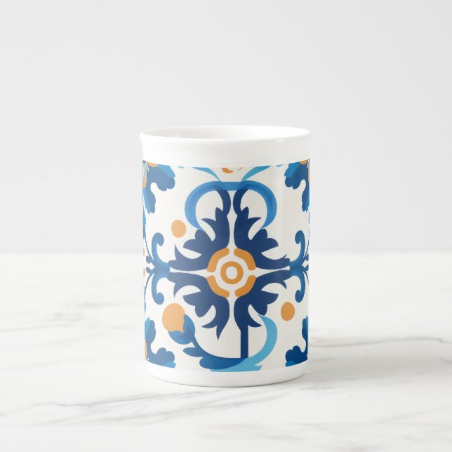 Tasse En Porcelaine Jus de lait bleu et Brown (Devant)