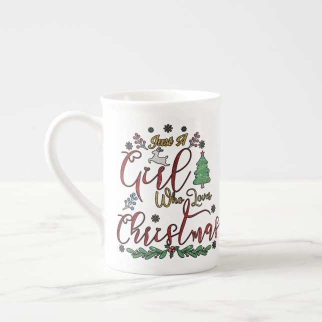 Tasse En Porcelaine Juste une fille qui aime Noël (Gauche)