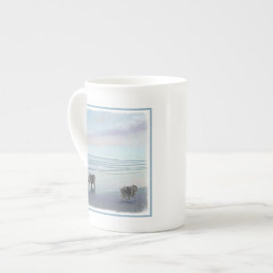 Tasse En Porcelaine Keeshonds at the Seashore Peinture Dog Art