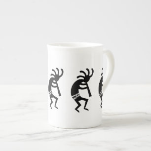 Tasse En Porcelaine Kokopelli Noir Et Blanc Sud-Ouest