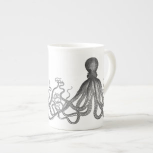 Tasse En Porcelaine Kraken - poulpe géant noir/Cthulu