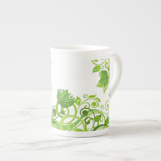 Tasse En Porcelaine La florale verte de la Chine osseuse (Devant droit)