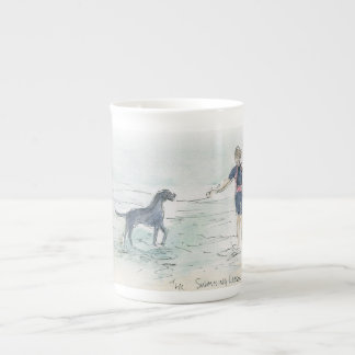 Tasse En Porcelaine "La leçon de natation", tasse de porcelaine osseus