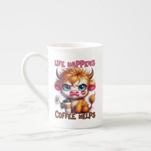 Tasse En Porcelaine La vie arrive, le café aide