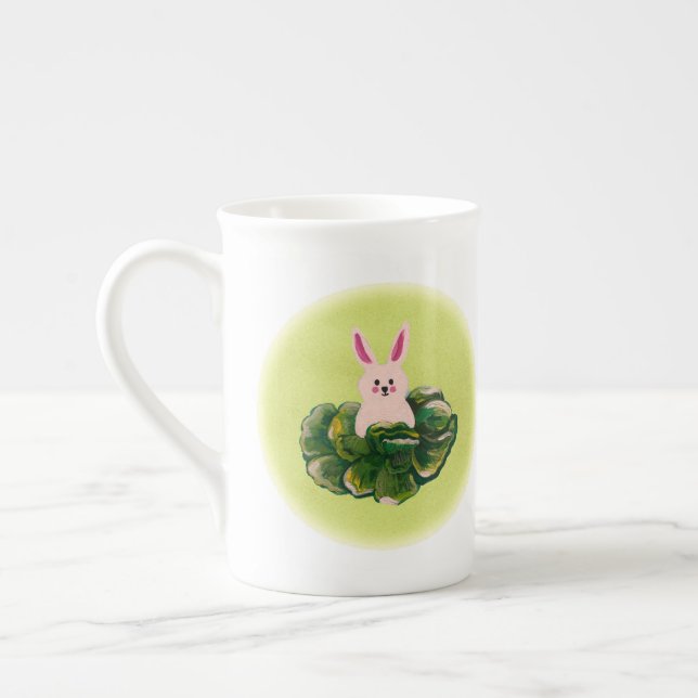 Tasse En Porcelaine Lapin de Pâques dans le chou rond (Gauche)