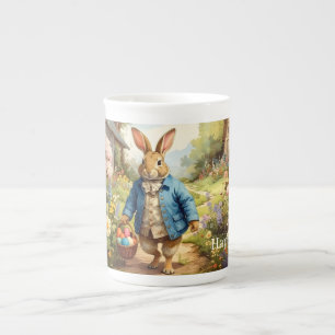 Tasse En Porcelaine Lapin de Pâques ramassant des œufs de Pâques