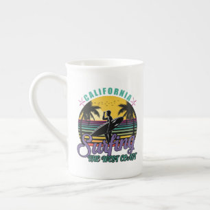 Tasse En Porcelaine L'autocollant West Coast - California Surfing