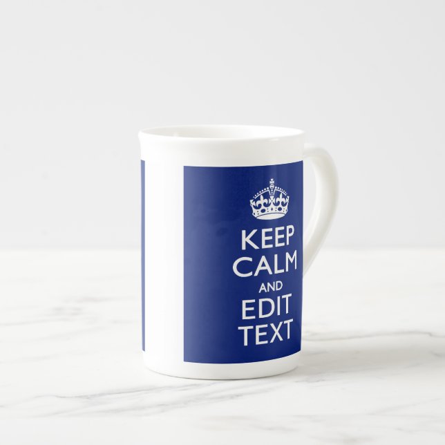 Tasse En Porcelaine Le bleu marine gardent le calme et ont votre texte (Devant droit)