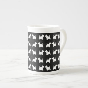 Tasse En Porcelaine Le jumeau blanc de chien de Scottie silhouette le